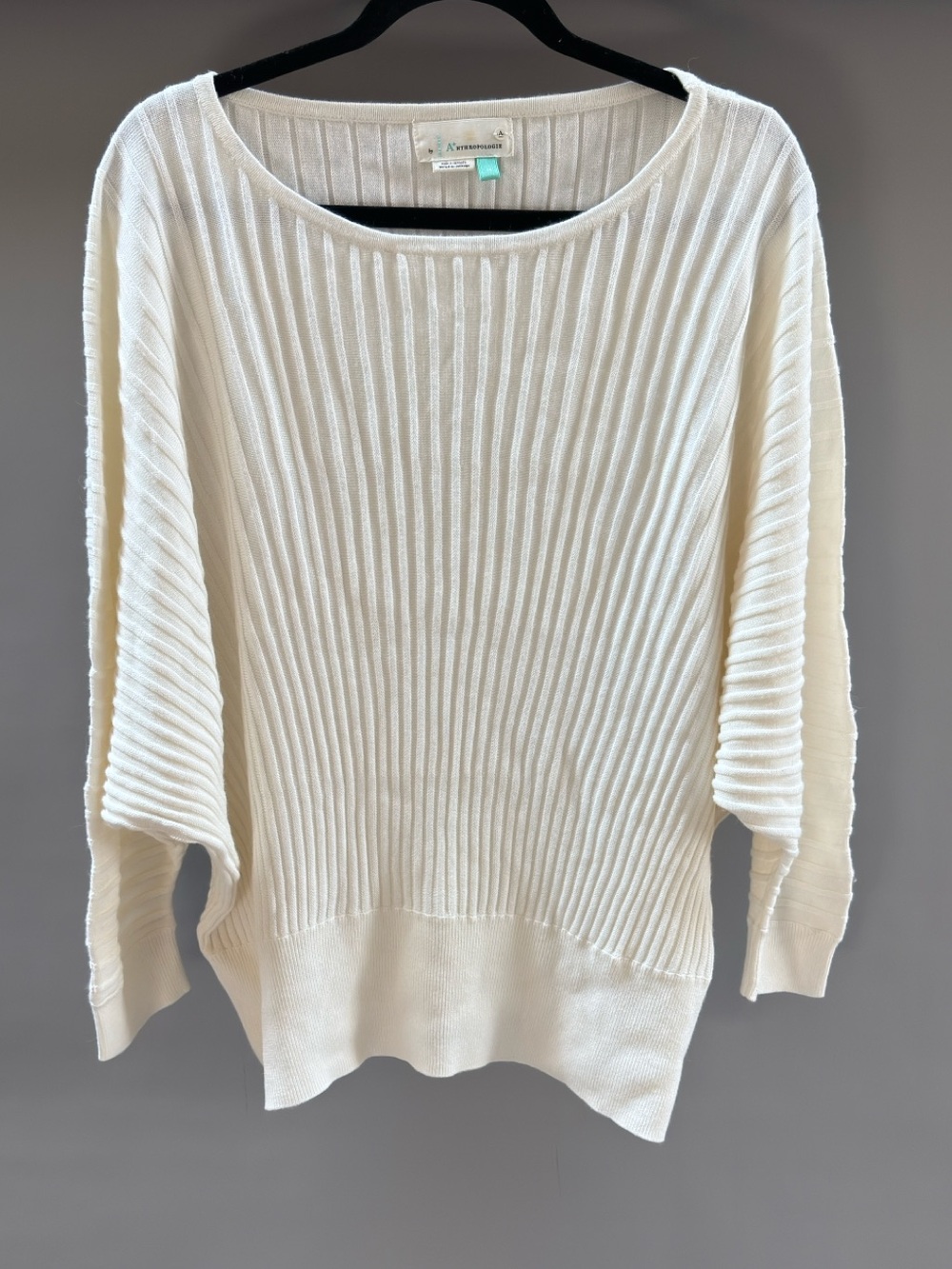 NWOT Anthropologie Karla Boat Neck Sweater Plus Size 1X Ivory White Ribbed New